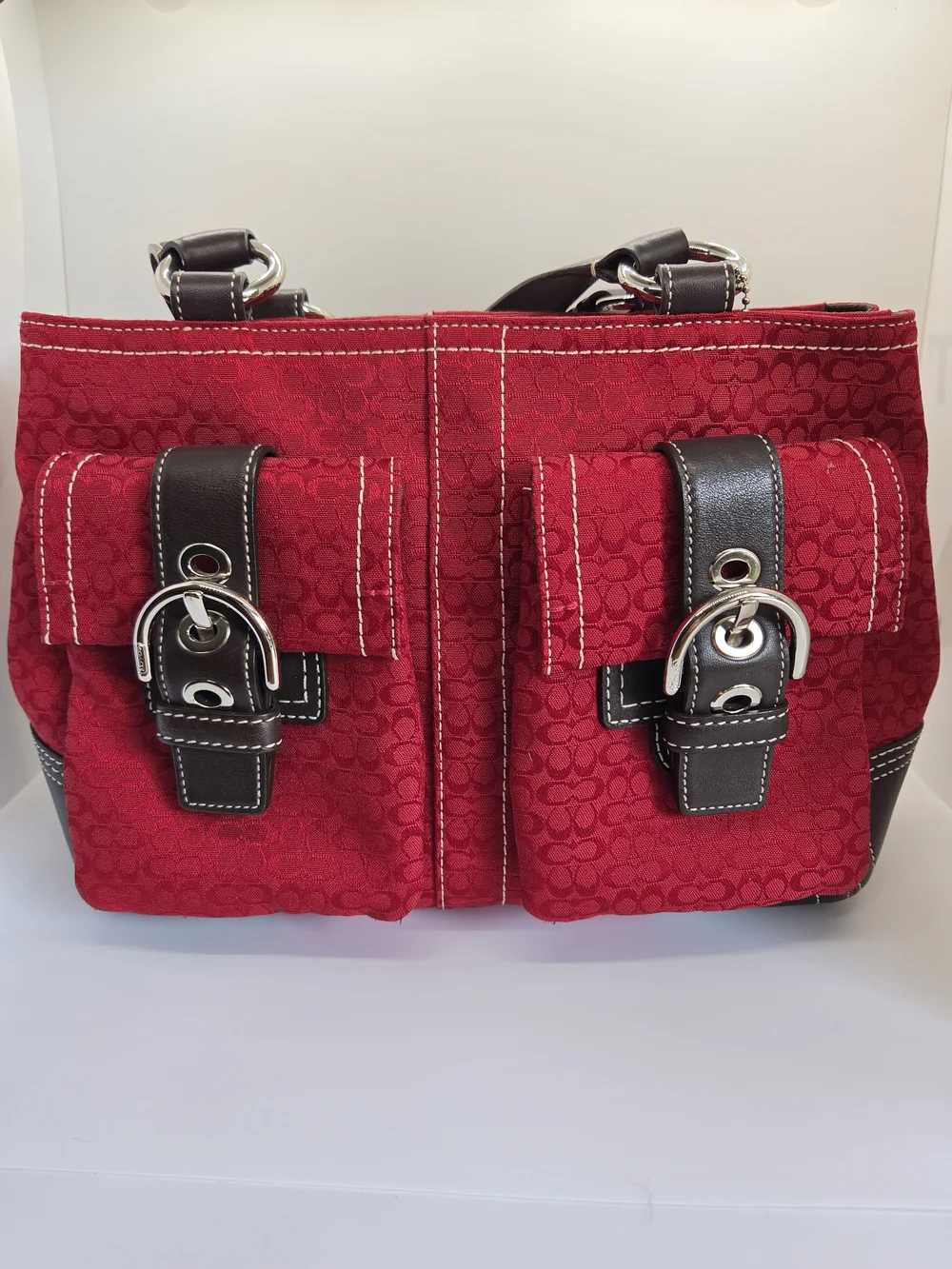 Coach Red Signature Canvas Pocket Tote, With Dust Bag, Perfect Condition, Y2K